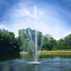 Image of Scott 1-1/2HP Pond Fountain Clover Pattern by Scott Aerator Operating in a Pond with Trees at the Back 13002