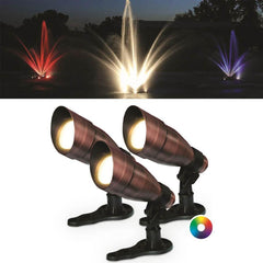 Anjon RGB Color-Changing LED Fountain Light Kit - (3) 9 Watt LED Color Changing Lights 3X9WCCFKIT100-BZ 3X9WCCFKIT200-BZ