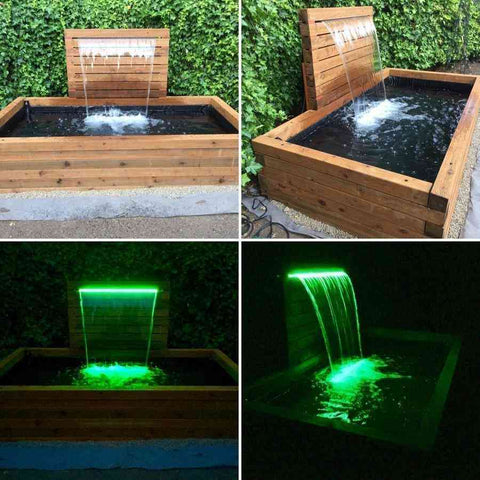 Atlantic Color Changing Colorfalls 6" 12" 24" 36" Sample Installation in Different Angles Morning and Night