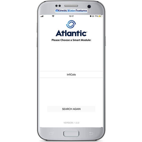 Atlantic InfiColor Smartphone App Enabled Color Controller with 30 Watt Transformer 3 Ports CCSM30X3 Showing App on Phone