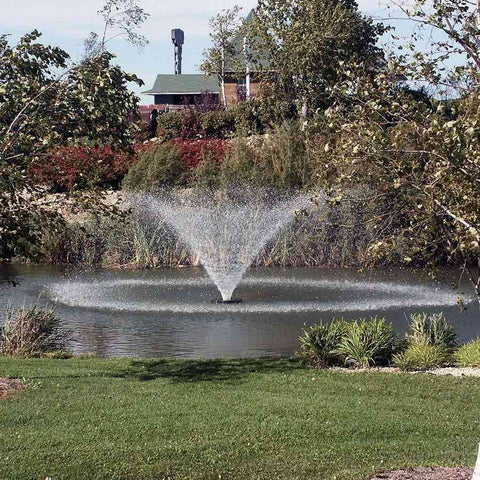 Kasco 1HP Aerating Fountain 4400VFX with V-Shape Pattern Operating in a Pond 115V/230V
